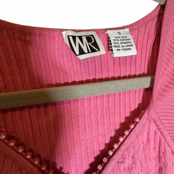 Bright Pink WR Sleeveless Bling Zip Up Top Size Sm Y2K Glam - Picture 5 of 7